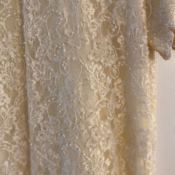 BRILLIANTE by JA Pearl Lace Formal Party Tiered Dress Ivory W Sleeves Size Large - Picture 2 of 15